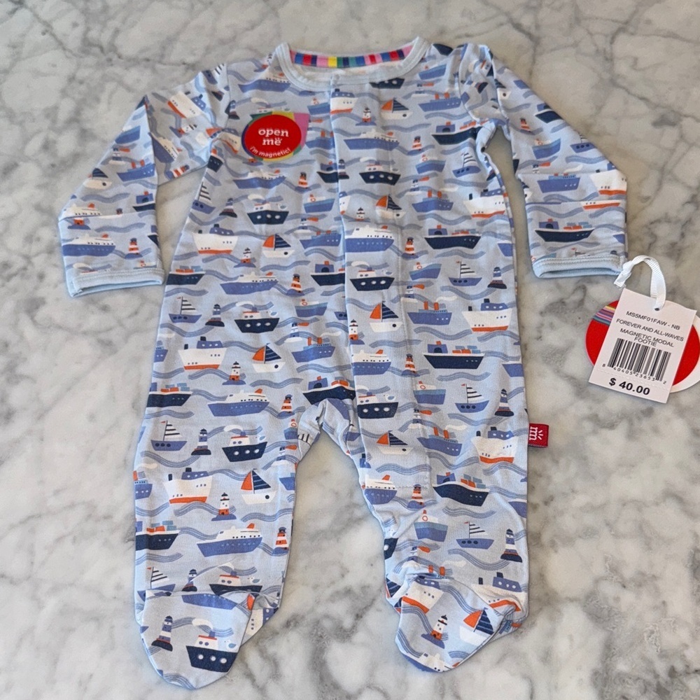 NWT MAGNETIC ME MODAL NAUTICAL FOOTIE NB